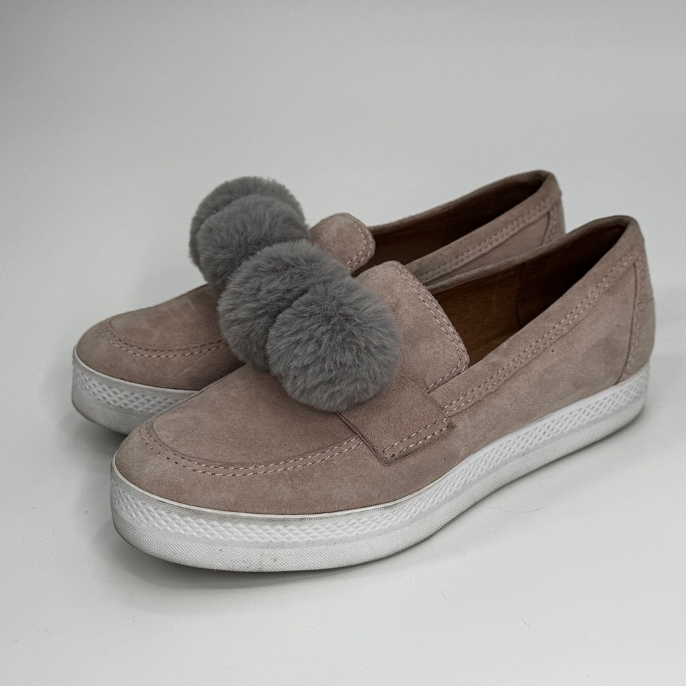 Anthropologie All Black | Pompom Sneaker Loafers | Suede Blush Pinkish | Size 38